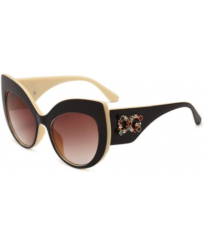 Fashion Cat Eye Sunglasses Frame Gradient Ladies Oversized Sun Glasses for Female UV400 - 4 - C018QADC2CG $21.32 Cat Eye