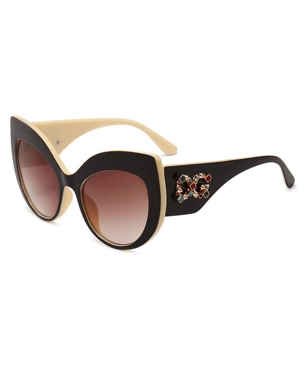 Fashion Cat Eye Sunglasses Frame Gradient Ladies Oversized Sun Glasses for Female UV400 - 4 - C018QADC2CG $21.32 Cat Eye