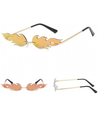 Retro Vintage Tiny Narrow Rimless Geometric Designer Color Tinted Sun Glasses (Style D) - CZ196IHDSH2 $6.20 Rimless