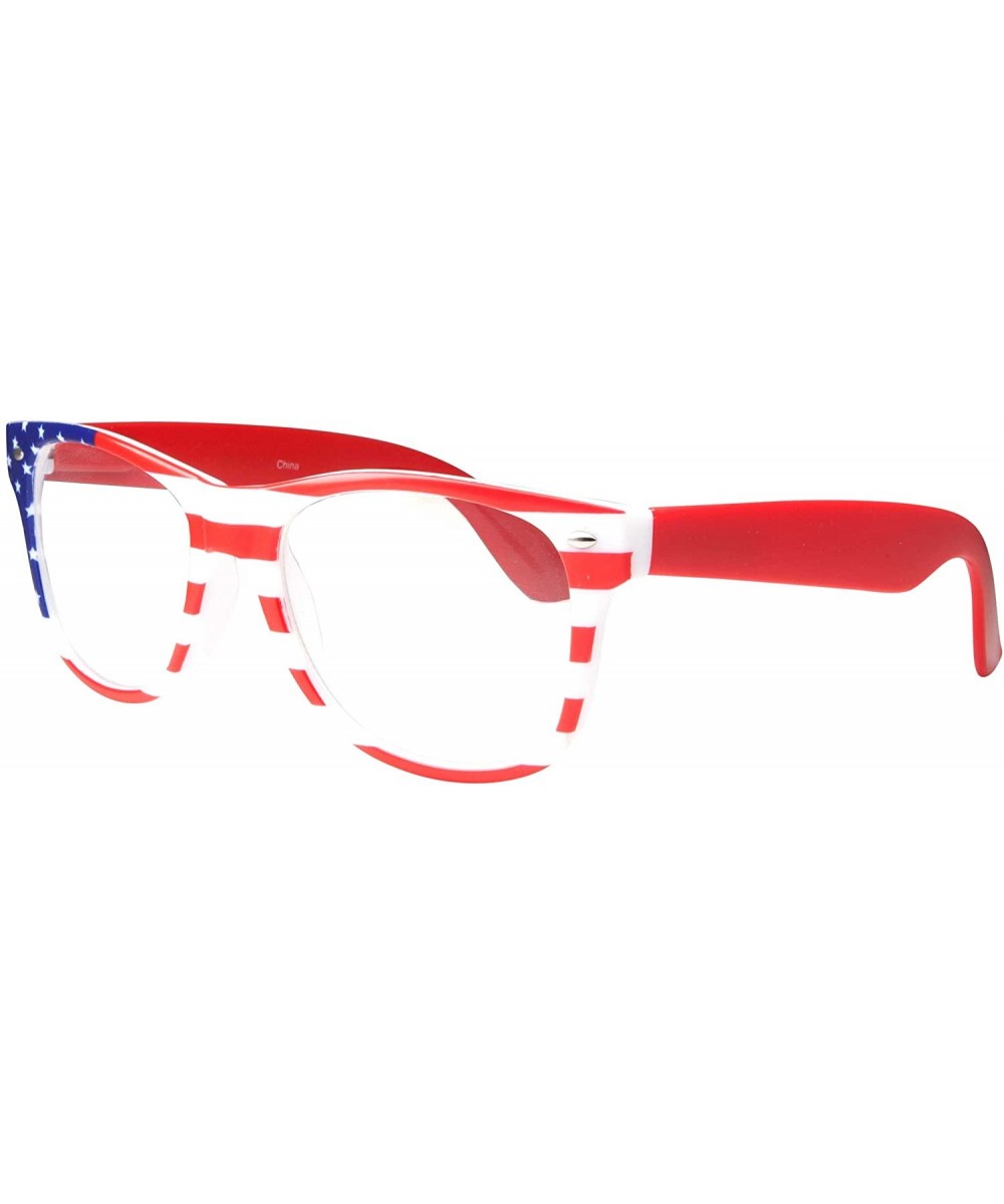 NON-Prescription USA American Patriot Flag Glasses - Stripe Red Arm - C2182M58KEL $6.48 Sport