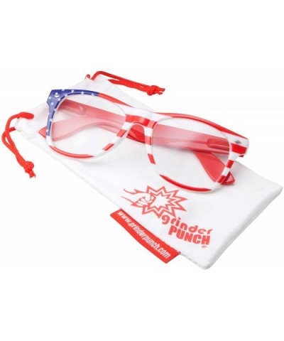 NON-Prescription USA American Patriot Flag Glasses - Stripe Red Arm - C2182M58KEL $6.48 Sport