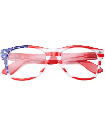 NON-Prescription USA American Patriot Flag Glasses - Stripe Red Arm - C2182M58KEL $6.48 Sport