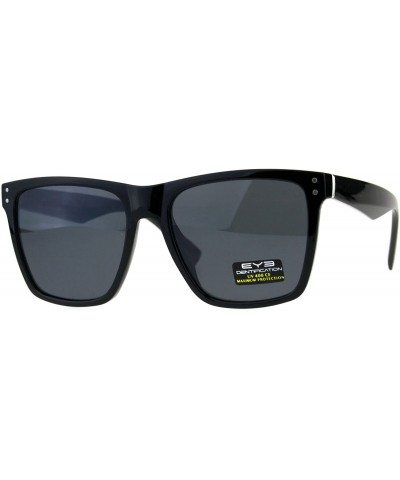 Mens Fashion Horn Rim Oversize Hipster Designer Sunglasses - Solid Black - CI18C2URX3H $8.39 Oversized