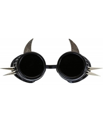 Cyber Steampunk Goggles Black Devil Spike Biker Gothic Rave Aviator Burning Man - C81281CTI5D $11.56 Aviator