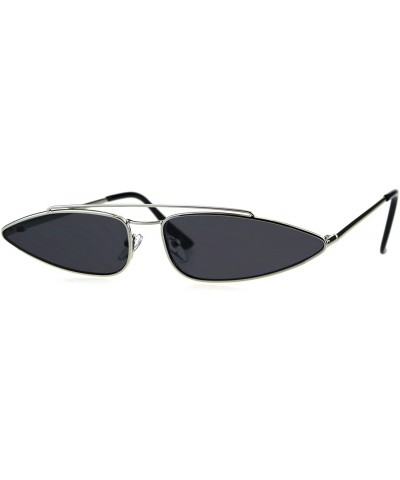 Mens Unique Triangle Narrow Rectangular Hippie Metal Rim Sunglasses - Silver Black - CX18G8SKY5W $7.68 Rectangular