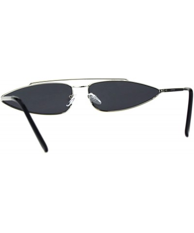 Mens Unique Triangle Narrow Rectangular Hippie Metal Rim Sunglasses - Silver Black - CX18G8SKY5W $7.68 Rectangular