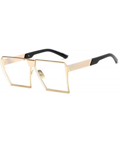 Oversized Vintage Square Metal Frame Sunglasses - Gold-transparent - CS18E6WNG2W $10.29 Oversized