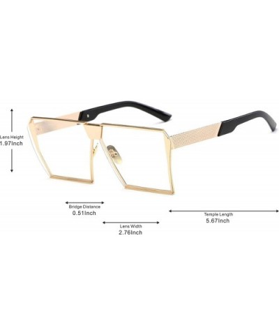 Oversized Vintage Square Metal Frame Sunglasses - Gold-transparent - CS18E6WNG2W $10.29 Oversized