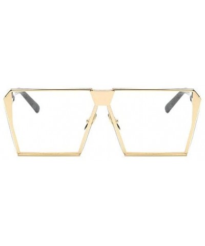 Oversized Vintage Square Metal Frame Sunglasses - Gold-transparent - CS18E6WNG2W $10.29 Oversized