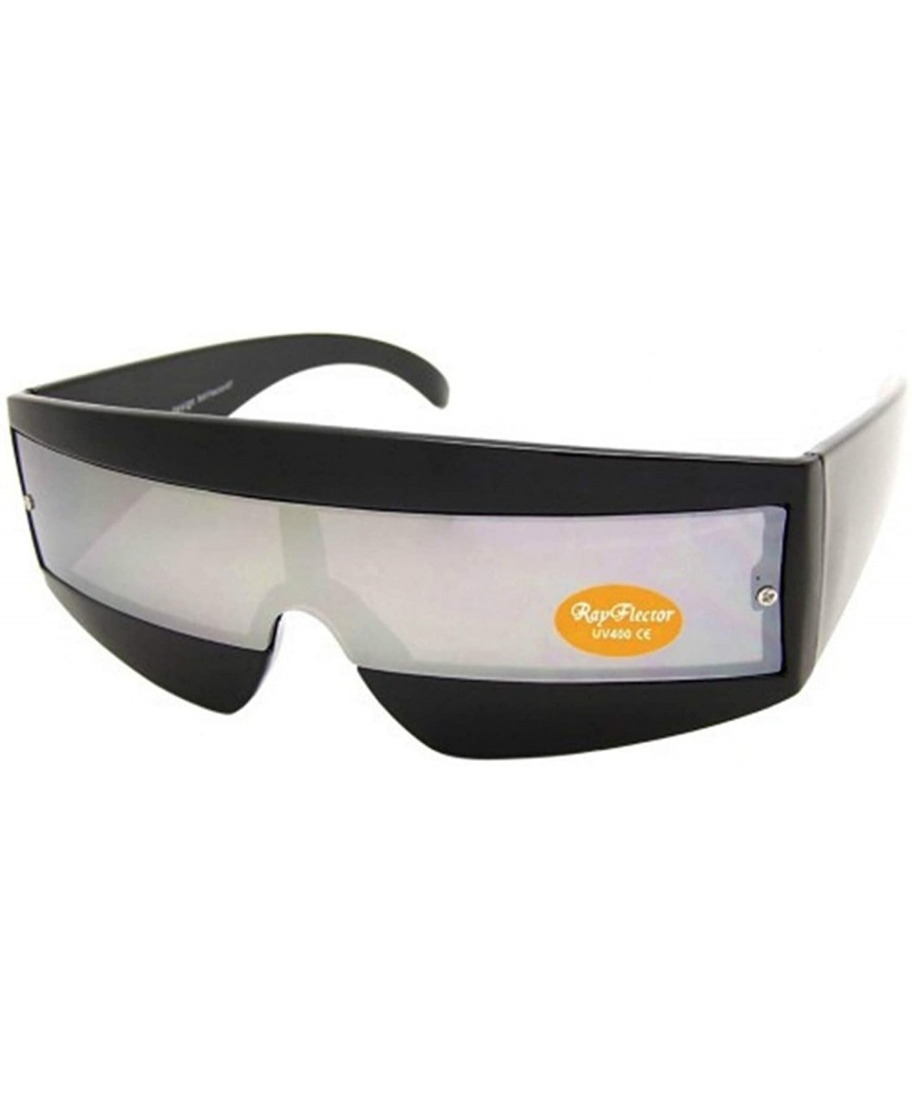 80s Sci Fi Visor Wrap Around Sunglasses Robot/Cyclops/Daft Punk Fancy Dress - Black - CB199U40RDT $14.00 Wrap