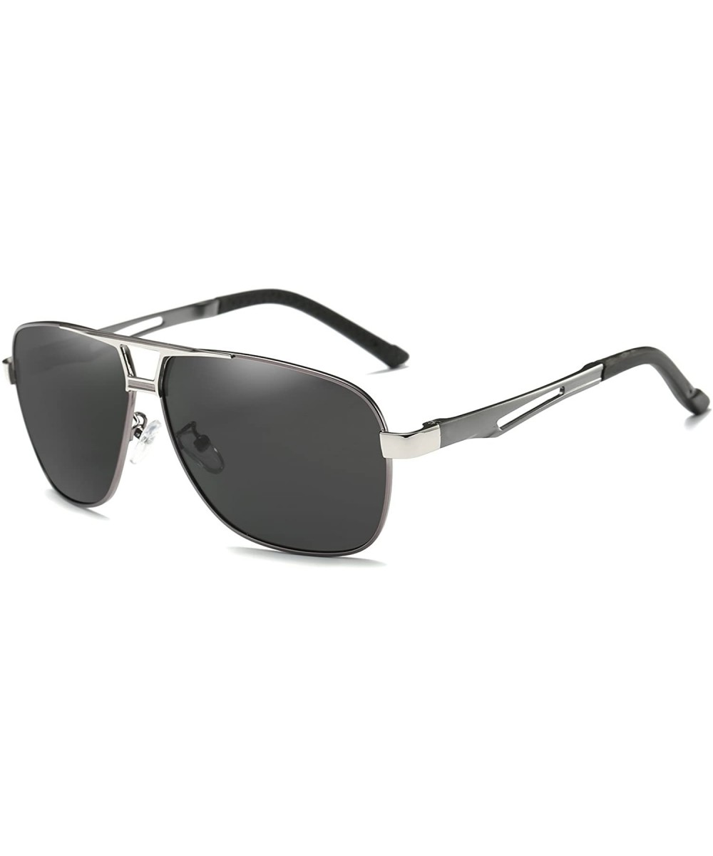 KINGSEVEN-stylish smooth assembly line frame - polarized - 100% UV resistant - Gray Black - CE1868KM987 $6.44 Aviator