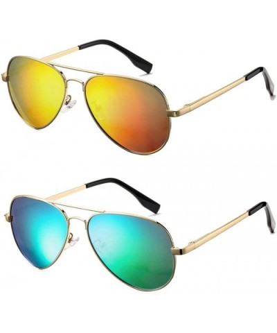 Polarized Aviator Sunglasses for Men Women- Lightweight Metal Frame Sun Glasses UV400 Protection - CZ19DLHDYHC $23.15 Round