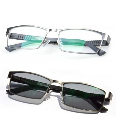 Myopia glasses men Square Metal Half frame glasses Nearsighted Photochromic Sunglasses UV - CC18Z6CT68G $15.14 Square