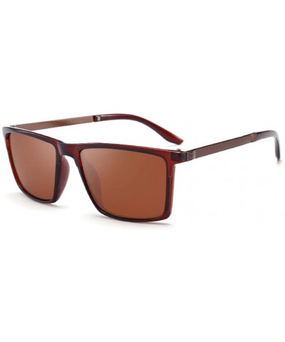 Square Sunglasses Men Polarized Mirror Driving Retro Sun Glasses UV400 - 2 - CZ18QADCXWX $28.04 Round