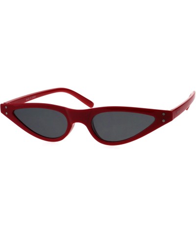 Womens 80s Retro Vintage Goth Narrow Rectangular Cateye Sunglasses - Red Black - CZ18E0Y7M4E $7.99 Rectangular