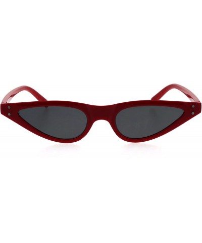 Womens 80s Retro Vintage Goth Narrow Rectangular Cateye Sunglasses - Red Black - CZ18E0Y7M4E $7.99 Rectangular