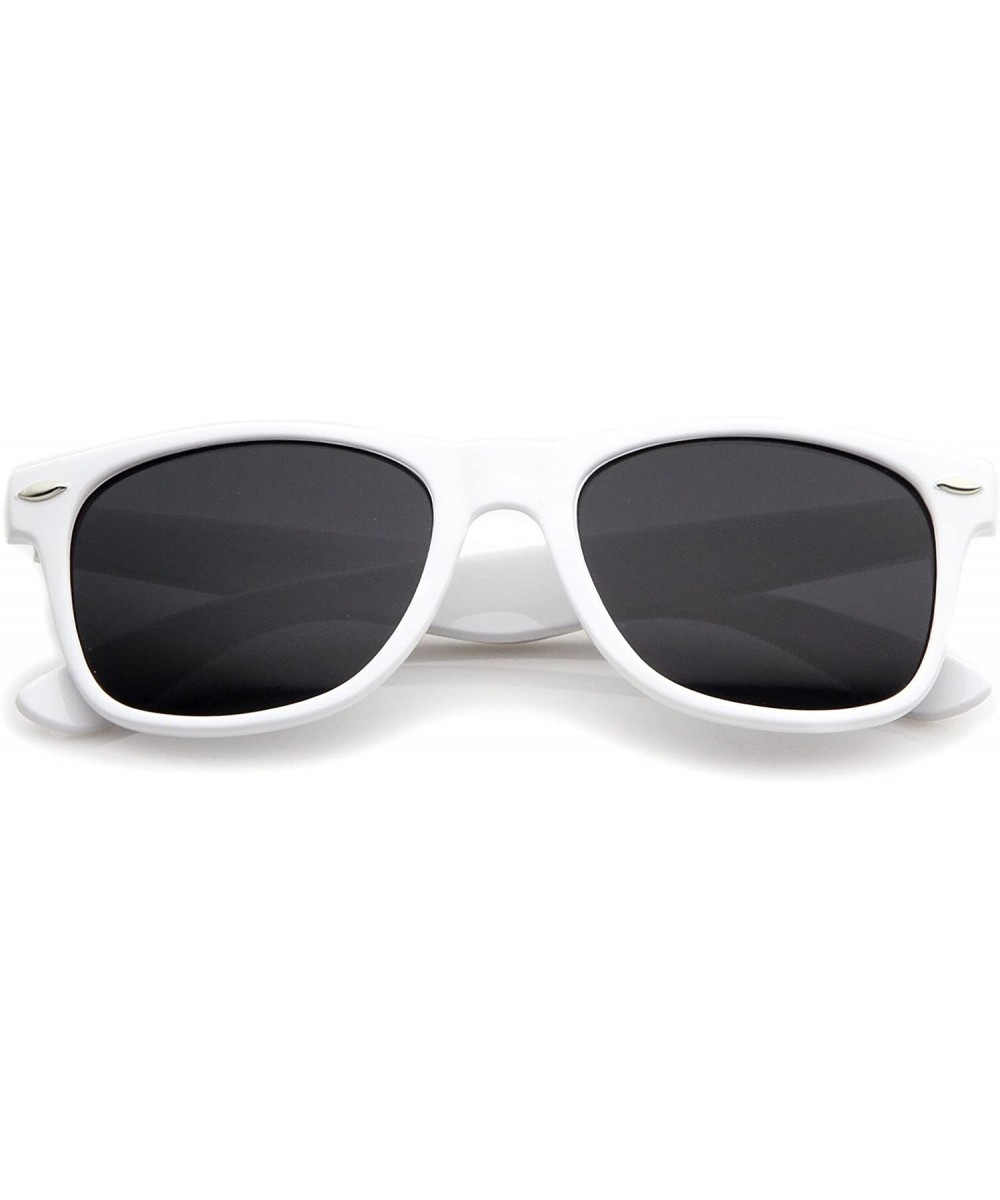 Classic 80's Retro Colored Frame Wide Temples Horn Rimmed Sunglasses 54mm - White / Smoke - CN12KRZD5WJ $5.83 Wayfarer