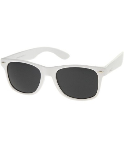 Classic 80's Retro Colored Frame Wide Temples Horn Rimmed Sunglasses 54mm - White / Smoke - CN12KRZD5WJ $5.83 Wayfarer