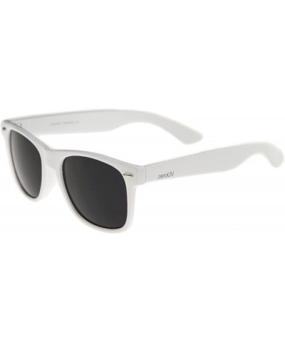 Classic 80's Retro Colored Frame Wide Temples Horn Rimmed Sunglasses 54mm - White / Smoke - CN12KRZD5WJ $5.83 Wayfarer