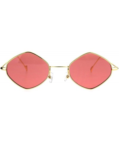 Mens Vintage Style Diamond Metal Wire Rim Snug Sunglasses - Gold Red - CI185OHEGO5 $6.45 Rectangular