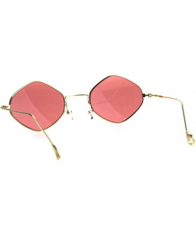 Mens Vintage Style Diamond Metal Wire Rim Snug Sunglasses - Gold Red - CI185OHEGO5 $6.45 Rectangular