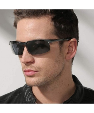 Mens Sports Polarized Sunglasses Ultra Light Al-Mg Frame Driving Sun Glasses UV Protection - CD18TQLWCTQ $5.60 Semi-rimless