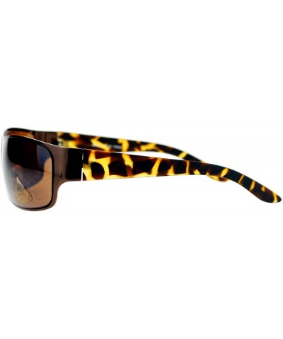 Mens Metal Frame Warp Biker Style Classic Sporty Sunglasses - Brown - CD11ATASSZ5 $6.92 Sport