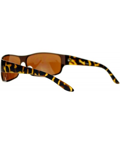 Mens Metal Frame Warp Biker Style Classic Sporty Sunglasses - Brown - CD11ATASSZ5 $6.92 Sport