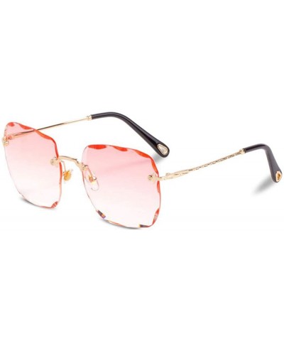2019 new sunglasses - retro Harajuku style round face polygon frameless sunglasses - D - CT18SCANRYY $28.65 Round