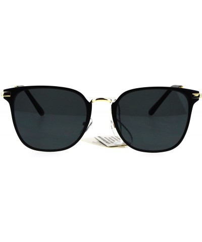 Mirror Lens Vintage Style Flat Panel Lens Metal Horn Rim Hipster Sunglasses - All Black - C917YDMG70Z $10.88 Rectangular