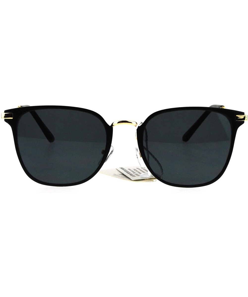 Mirror Lens Vintage Style Flat Panel Lens Metal Horn Rim Hipster Sunglasses - All Black - C917YDMG70Z $10.88 Rectangular