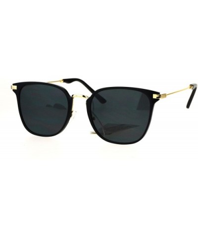 Mirror Lens Vintage Style Flat Panel Lens Metal Horn Rim Hipster Sunglasses - All Black - C917YDMG70Z $10.88 Rectangular