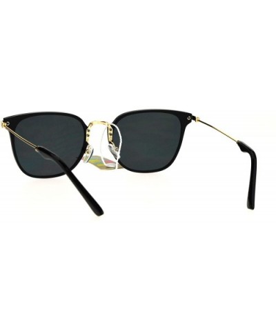 Mirror Lens Vintage Style Flat Panel Lens Metal Horn Rim Hipster Sunglasses - All Black - C917YDMG70Z $10.88 Rectangular