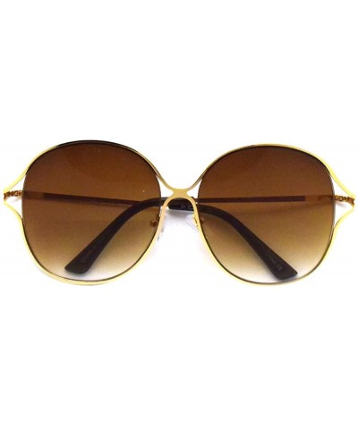 Oversize Round Flat Lens Sunglasses 4183 - Gold Brown - CH18SA0DI2N $8.56 Oversized