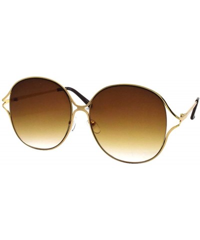 Oversize Round Flat Lens Sunglasses 4183 - Gold Brown - CH18SA0DI2N $8.56 Oversized