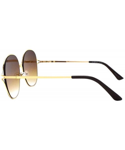 Oversize Round Flat Lens Sunglasses 4183 - Gold Brown - CH18SA0DI2N $8.56 Oversized