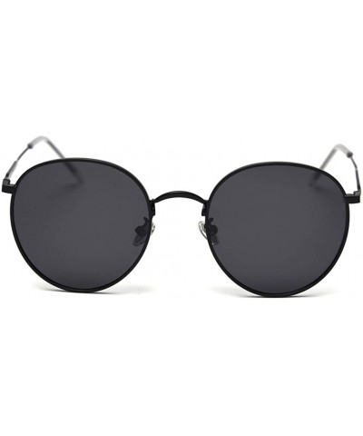 Metal Round Sunglasses Women Polarized Retro Sun Glasses for Men Driving Eyewear - Full Black - CE18X56TTNX $12.61 Round