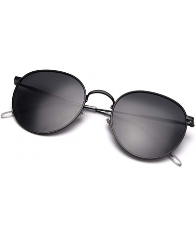 Metal Round Sunglasses Women Polarized Retro Sun Glasses for Men Driving Eyewear - Full Black - CE18X56TTNX $12.61 Round