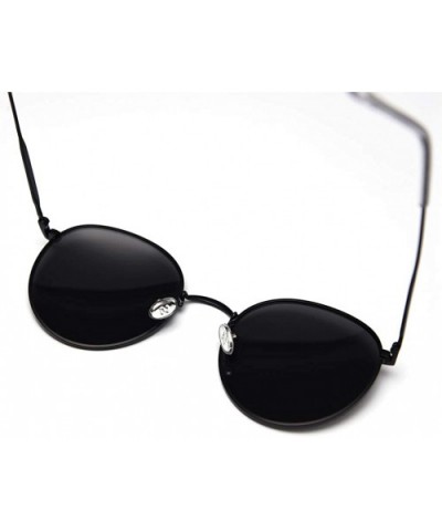 Metal Round Sunglasses Women Polarized Retro Sun Glasses for Men Driving Eyewear - Full Black - CE18X56TTNX $12.61 Round