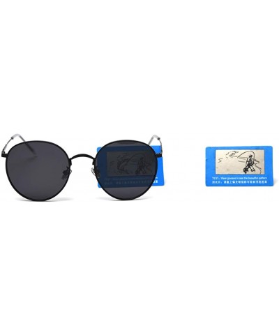 Metal Round Sunglasses Women Polarized Retro Sun Glasses for Men Driving Eyewear - Full Black - CE18X56TTNX $12.61 Round