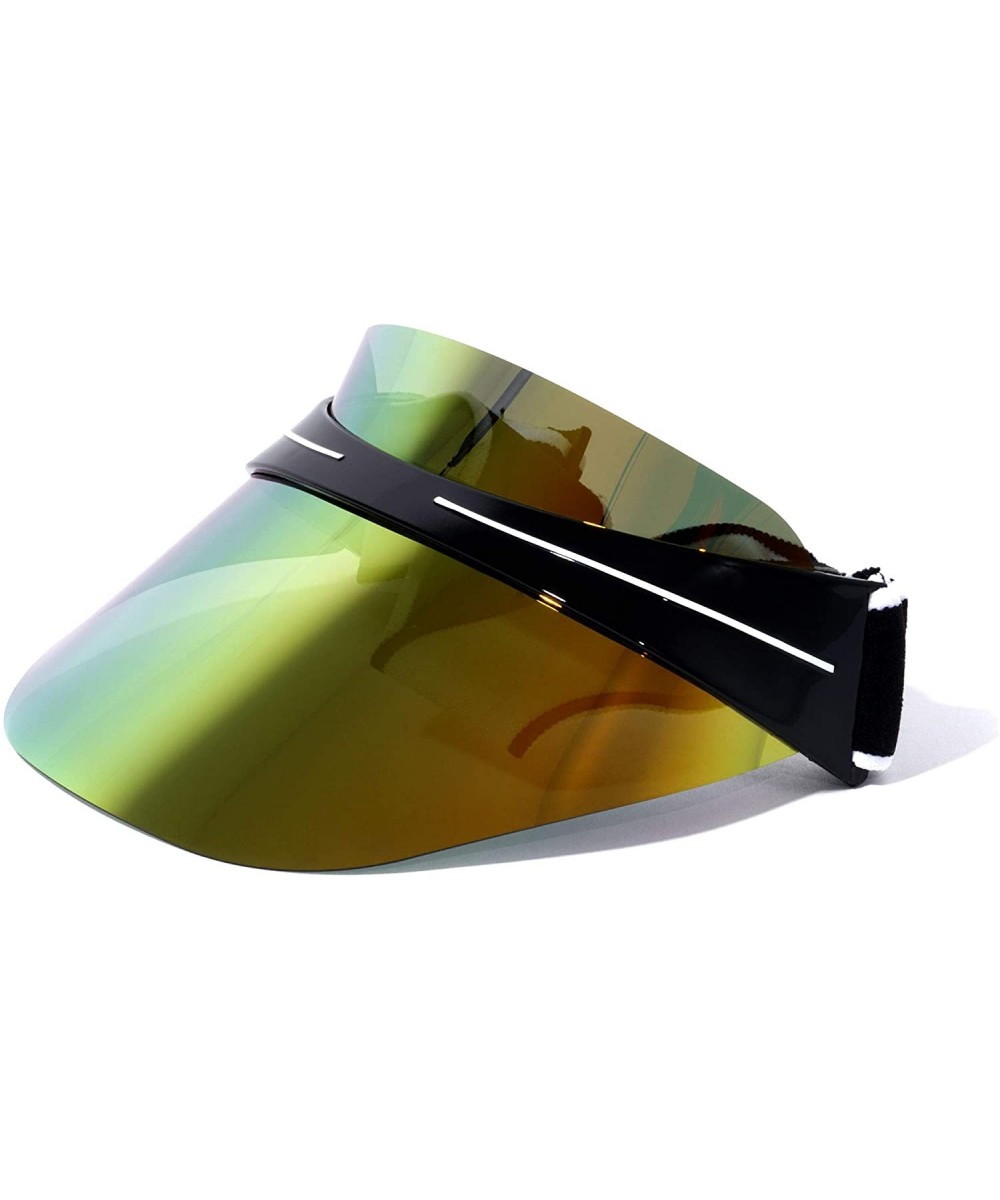 Oversized Color Mirror Shield Visor Sunglasses - Yellow - C6197LUR6S7 $25.96 Oversized