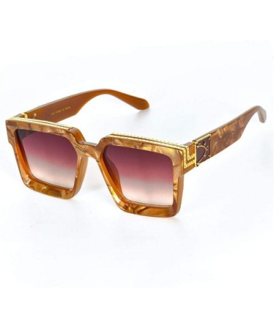 Square Luxury Sunglasses Men Women Fashion UV400 Glasses - High Quality Tea - C1198ZZC26D $27.32 Oversized