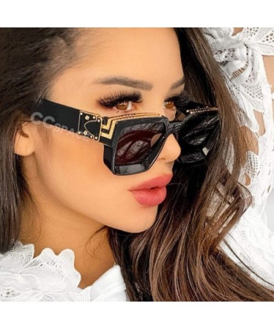 Square Luxury Sunglasses Men Women Fashion UV400 Glasses - High Quality Tea - C1198ZZC26D $27.32 Oversized