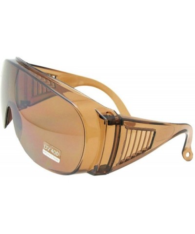 Large Shield Sunglasses Worn Over Prescription Glasses F22 - Amber Lens - CT188NEK8WI $11.44 Rectangular