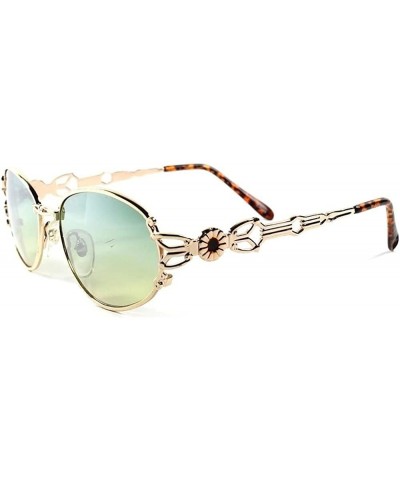 Classic Vintage Retro Fashion 50s 60s Womens Stylish Oval Sunglasses - Gold 4 - C8189AMG6MO $10.80 Oval