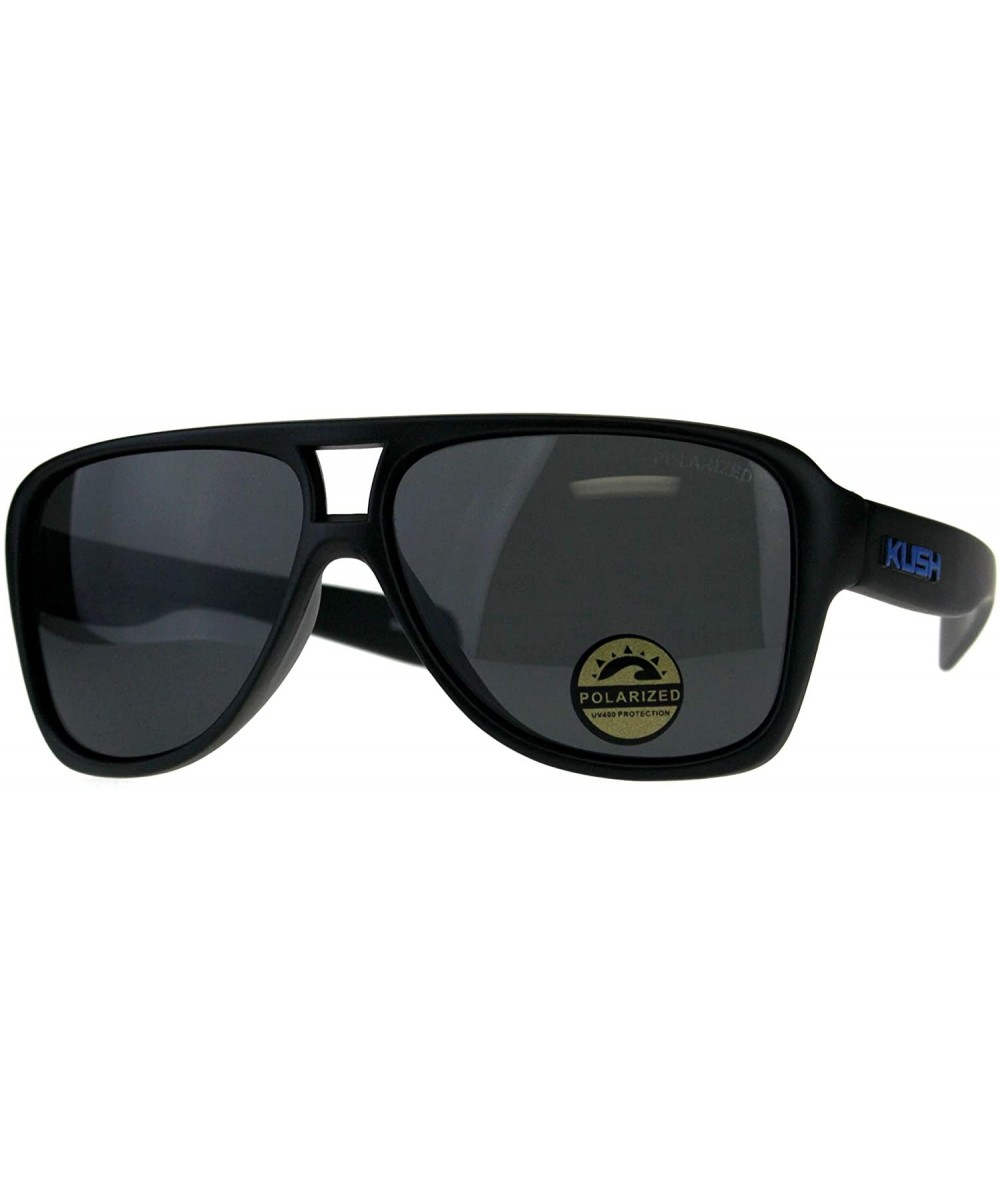 Polarized Lens Kush Sunglasses Mens Matte Black Racer Frame UV 400 - Black/Blue - CY18KOT4E0M $7.12 Sport