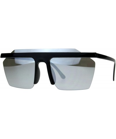 Mens Rimless Exposed Lens Color Mirror Plastic Frame Flat Top Sunglasses - Black Mirror - CJ180OX34NA $5.97 Rimless