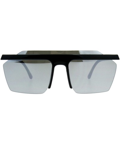 Mens Rimless Exposed Lens Color Mirror Plastic Frame Flat Top Sunglasses - Black Mirror - CJ180OX34NA $5.97 Rimless