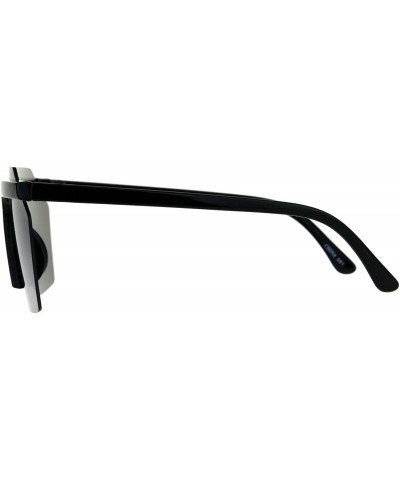 Mens Rimless Exposed Lens Color Mirror Plastic Frame Flat Top Sunglasses - Black Mirror - CJ180OX34NA $5.97 Rimless