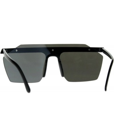 Mens Rimless Exposed Lens Color Mirror Plastic Frame Flat Top Sunglasses - Black Mirror - CJ180OX34NA $5.97 Rimless